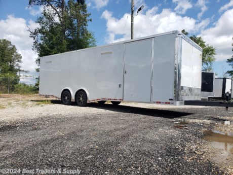 Best Trailers &amp; Supply

Byron GA

800-453-1810

8.5x28 car hauler enclosed 14k
electric pkg
base and overhead cabinets
spread axles
48 side door
finished walls floor and ceiling

FREE WHITE WHEEL SPARE TIRE WHEN YOU PAY CASH at pick up

We can build many options on any car hauler, motor cycle trailers, and concession trailers. We have in stock 7k 10k and 14 k car haulers. Please make sure to check out all of the other trailer.

Up grades to this trailer

7k spread axles

torsion suspension

wide&#160; side door

Bar Lock on Side Door

spread axles

aluminum mag wheels

7 ft interior height

Standard Features

V nose adds 2&#39; to Interior

16&quot; O.C. Cross Members

Screwed Exterior

235/80R16 Steel Belted Tires

Electric Brakes &amp; E-Z Lube Hubs

Interior Height 78&quot;

7-Way &amp; Electric Breakaway

16&quot; O.C. Side Walls

3/4&quot; Plywood Floors

1-12 Volt LED Dome

Trimmed Ramp &amp; 16&quot; Flap

2-5/16&quot; Coupler

3/8&quot; Plywood Walls

Non-Powered Roof Vent

Alum. Teardrop Flairs

2-K Jack &amp; Sand Foot

Steel I-Beam Main

24&quot; ATP Stone Guard &amp; J-Rail

LED Light Package

36&quot; Side Door w/ Safety Chains

2&quot; V-Nose (ATP &amp; J Rail) Stepwell W/ ATP

Deluxe Tag Bracket

800-453-1810

Any questions, concerns, or Info on this trailer, please call our sales team

delv is $2 per loaded mile

Please call to check stock

800-453-1810