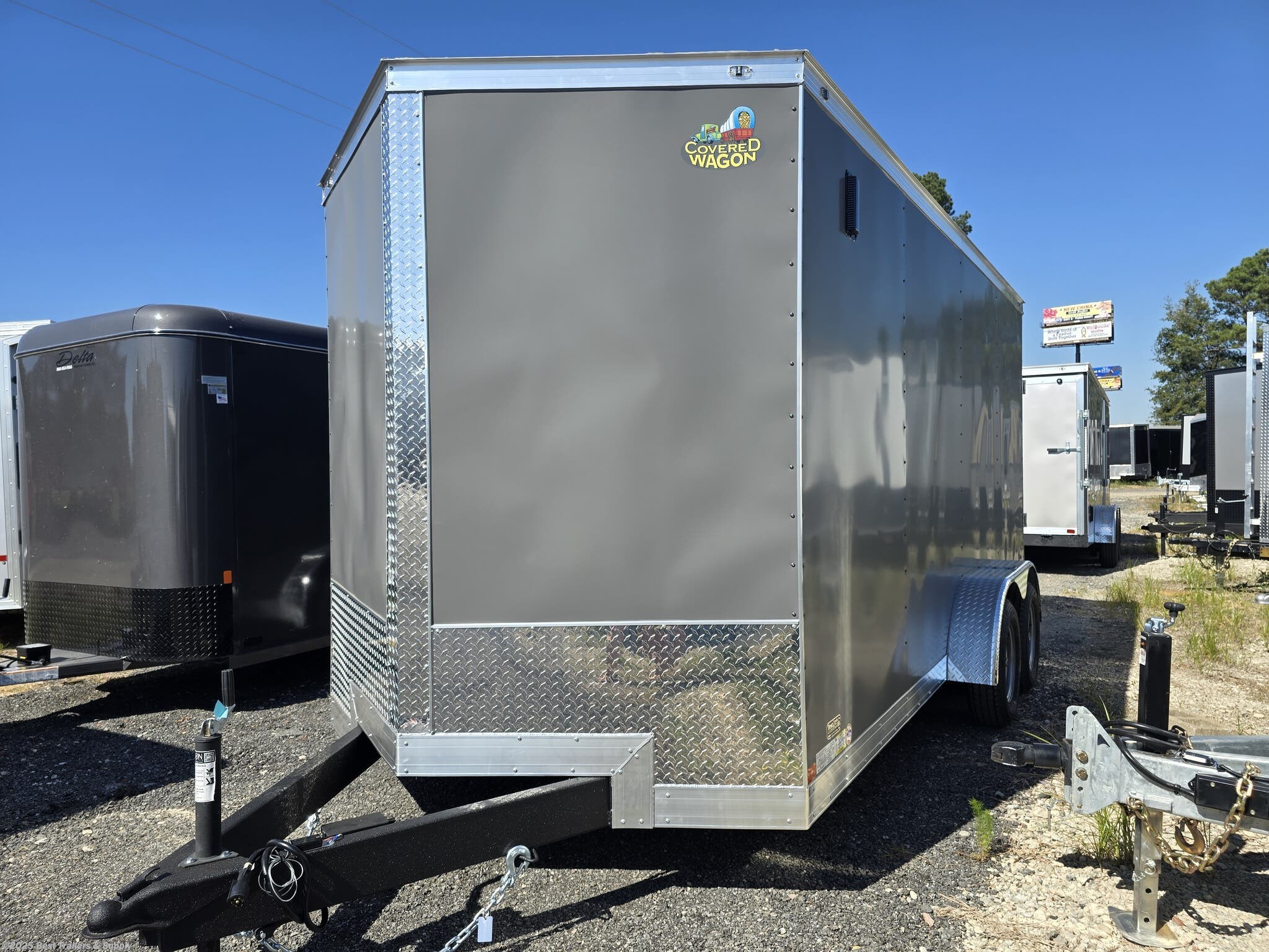 Cargo Trailer for sale New Covered Wagon 7x16 Charcoal enclosed