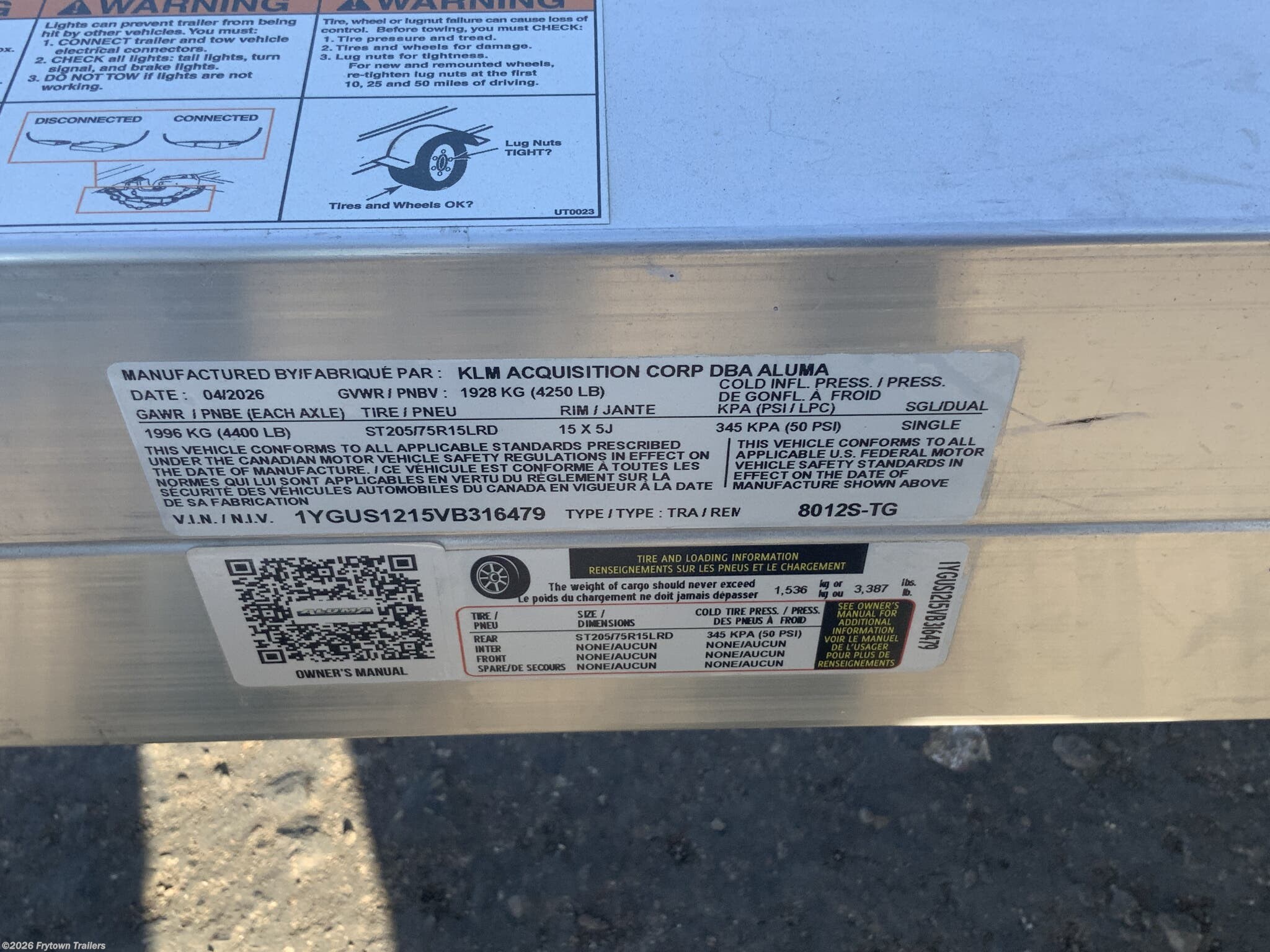 2027 Aluma 8012S-EL-TG 6x12 Bumper Pull Utility Trailer - 4,250 lbs