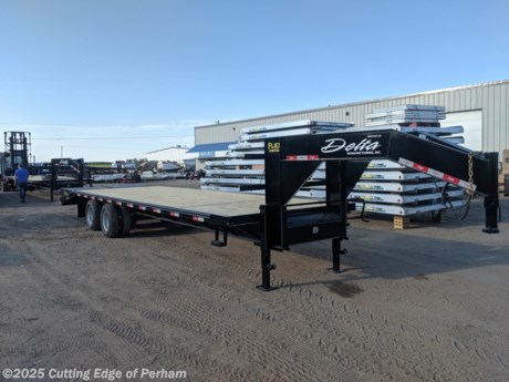 &lt;p&gt;Delta Flatbed goose neck trailer for sale&amp;nbsp;&lt;/p&gt;
&lt;p&gt;32&#39; deck length including beaver tail and super ramps&amp;nbsp;&lt;/p&gt;
&lt;p&gt;10,000lb HD series tandem axles&amp;nbsp;&lt;/p&gt;
&lt;p&gt;Rub rail, stake pockets, side deck steps&amp;nbsp;&lt;/p&gt;
&lt;p&gt;Treated pine wood decking&amp;nbsp;&lt;/p&gt;
&lt;p&gt;Front mount toolbox with locking lid&amp;nbsp;&lt;/p&gt;
&lt;p&gt;Dual drop leg spring assist jacks&amp;nbsp;&lt;/p&gt;
&lt;p&gt;Spare tire carrier welded on neck&amp;nbsp;&lt;/p&gt;
&lt;p&gt;Premium LED running lights&amp;nbsp;&lt;/p&gt;
&lt;p&gt;&amp;nbsp;&lt;/p&gt;
&lt;p&gt;&amp;nbsp;&lt;/p&gt;
&lt;p&gt;&amp;nbsp;&lt;/p&gt;