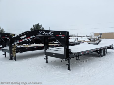 &lt;p&gt;Delta flatbed gooseneck 102x25&amp;nbsp;&lt;/p&gt;
&lt;p&gt;7000lb tandem axles&amp;nbsp;&lt;/p&gt;
&lt;p&gt;5&#39; beaver tail with dual spring assist flip over ramps&amp;nbsp;&lt;/p&gt;
&lt;p&gt;Dual jacks with spring assist&amp;nbsp;&lt;/p&gt;
&lt;p&gt;Front mount toolbox with lid&amp;nbsp;&lt;/p&gt;