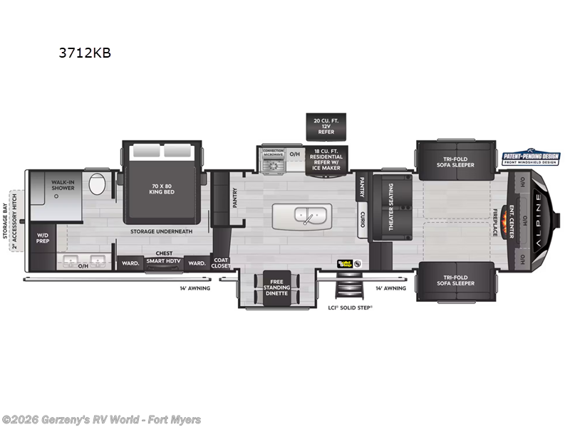 2025 Keystone Alpine 3712KB - New Fifth Wheel For Sale by Gerzeny's RV World - Fort Myers in Fort Myers, Florida features Slideout