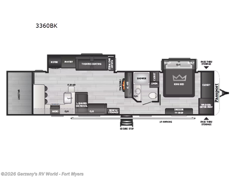 2025 Keystone Passport 3360BK - New Travel Trailer For Sale by Gerzeny's RV World - Fort Myers in Fort Myers, Florida features Slideout