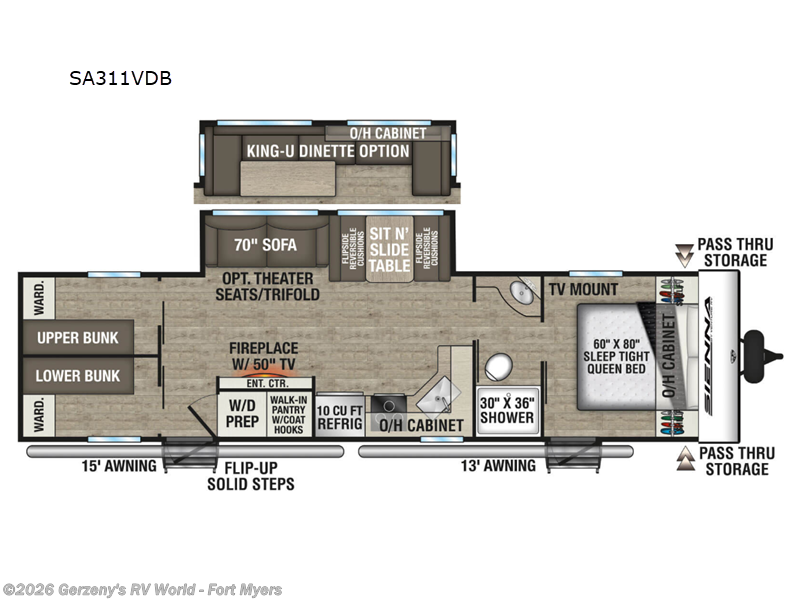 2026 Venture RV Sienna SA311VDB - New Travel Trailer For Sale by Gerzeny's RV World - Fort Myers in Fort Myers, Florida features Slideout