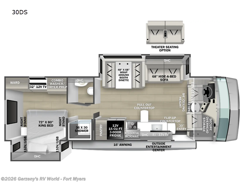 2024 Forest River FR3 30DS - New Class A For Sale by Gerzeny's RV World - Fort Myers in Fort Myers, Florida features Slideout