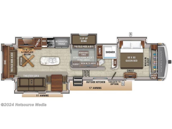 2020 Jayco North Point 377RLBH floorplan image