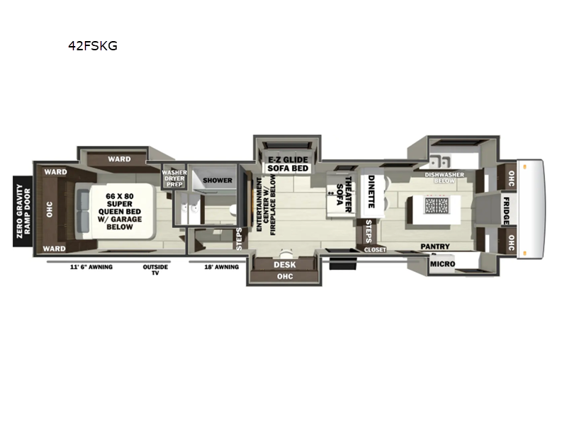 2027 Forest River RiverStone 42FSKG - New Toy Hauler For Sale by RV Dynasty in Bunker Hill, Indiana features Slideout