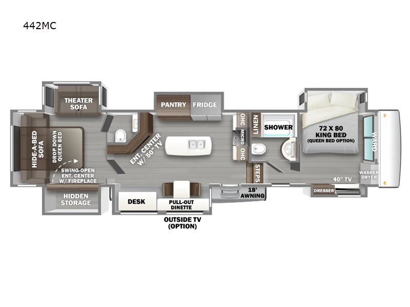2026 Forest River RiverStone 442MC - New Fifth Wheel For Sale by RV Dynasty in Bunker Hill, Indiana features Slideout