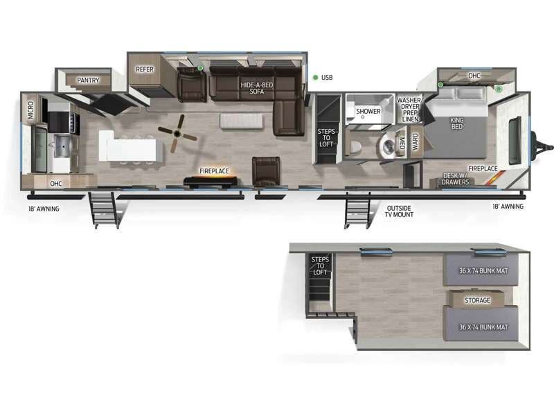 2027 Forest River Cherokee Timberwolf 39AL - New Destination Trailer For Sale by RV Dynasty in Bunker Hill, Indiana features Slideout