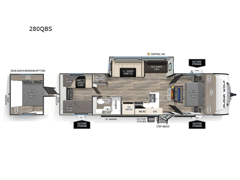 2026 Forest River Cherokee Alpha Wolf 280QBS-L - New Travel Trailer For Sale by RV Dynasty in Bunker Hill, Indiana features Slideout