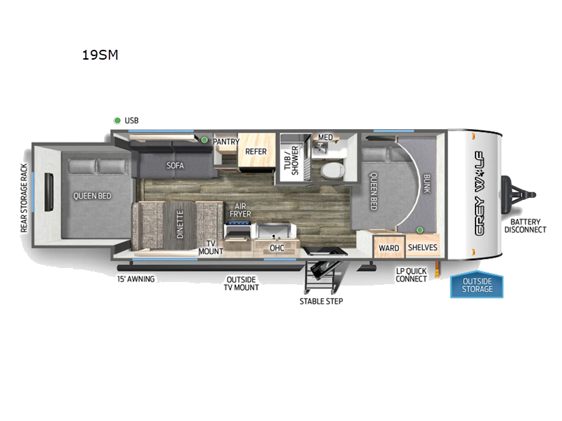 2026 Forest River Cherokee Grey Wolf 19SM - New Travel Trailer For Sale by RV Dynasty in Bunker Hill, Indiana features Slideout