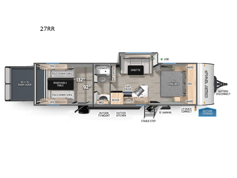 2026 Forest River Cherokee Grey Wolf 27RR - New Toy Hauler For Sale by RV Dynasty in Bunker Hill, Indiana features Slideout