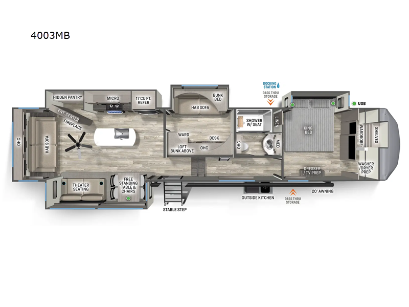 2024 Forest River Sandpiper 4003MB RV for Sale in Bunker Hill, IN 46914