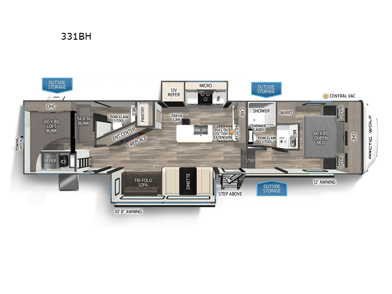 2027 Forest River Cherokee Arctic Wolf 331BH - New Fifth Wheel For Sale by RV Dynasty in Bunker Hill, Indiana features Slideout