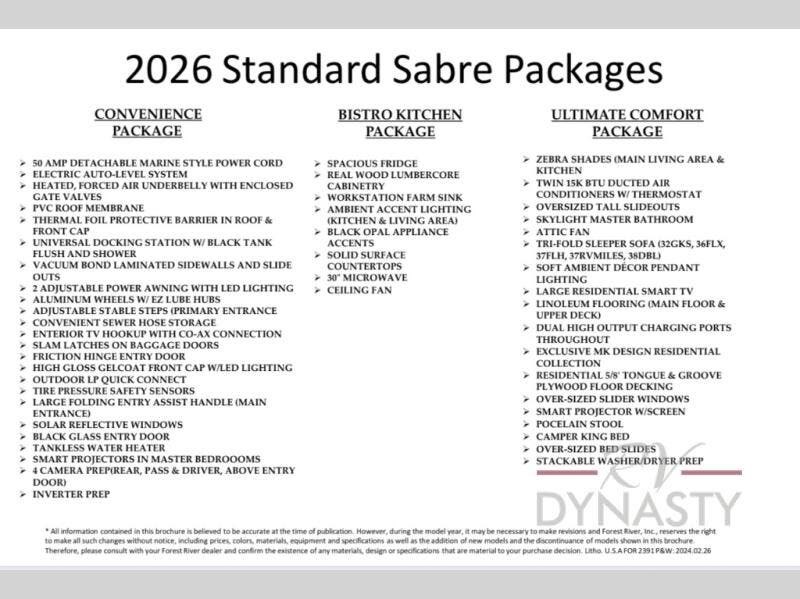 New 2026 Forest River Cherokee Sabre 36FLX available in Bunker Hill, Indiana