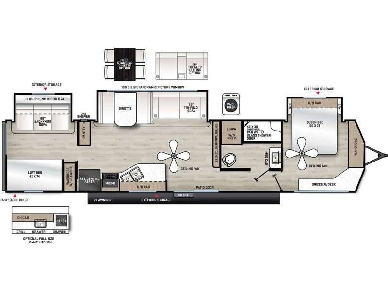 2027 Coachmen Catalina Destination Series 40BHTS - New Destination Trailer For Sale by RV Dynasty in Bunker Hill, Indiana features Slideout