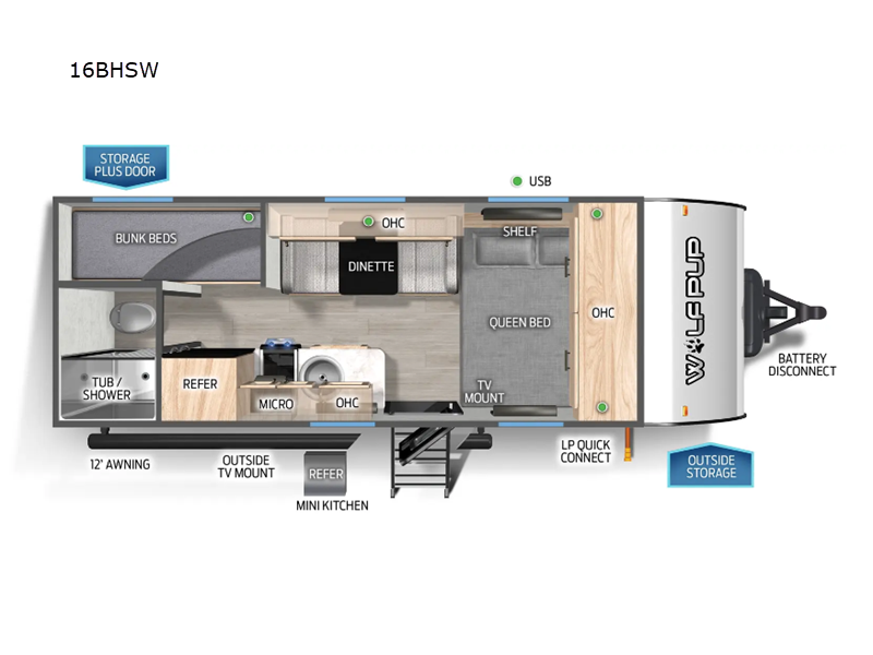 2027 Forest River Cherokee Wolf Pup 16BHSW - New Travel Trailer For Sale by RV Dynasty in Bunker Hill, Indiana