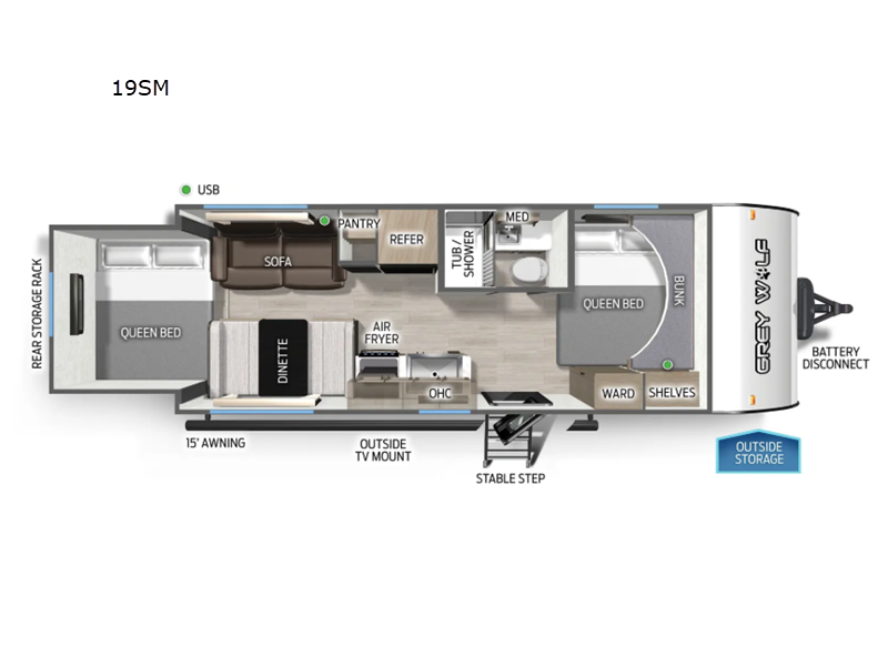 2027 Forest River Cherokee Grey Wolf 19SM - New Travel Trailer For Sale by RV Dynasty in Bunker Hill, Indiana features Slideout