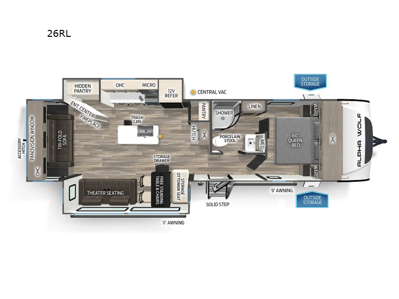 2026 Forest River Cherokee Alpha Wolf 26RL-L - New Travel Trailer For Sale by RV Dynasty in Bunker Hill, Indiana features Slideout