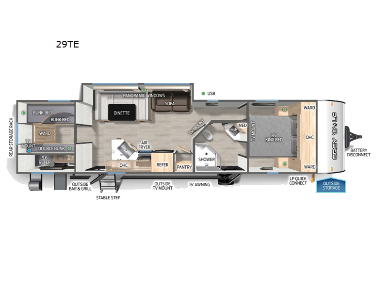 2027 Forest River Cherokee Grey Wolf 29TE - New Travel Trailer For Sale by RV Dynasty in Bunker Hill, Indiana features Slideout