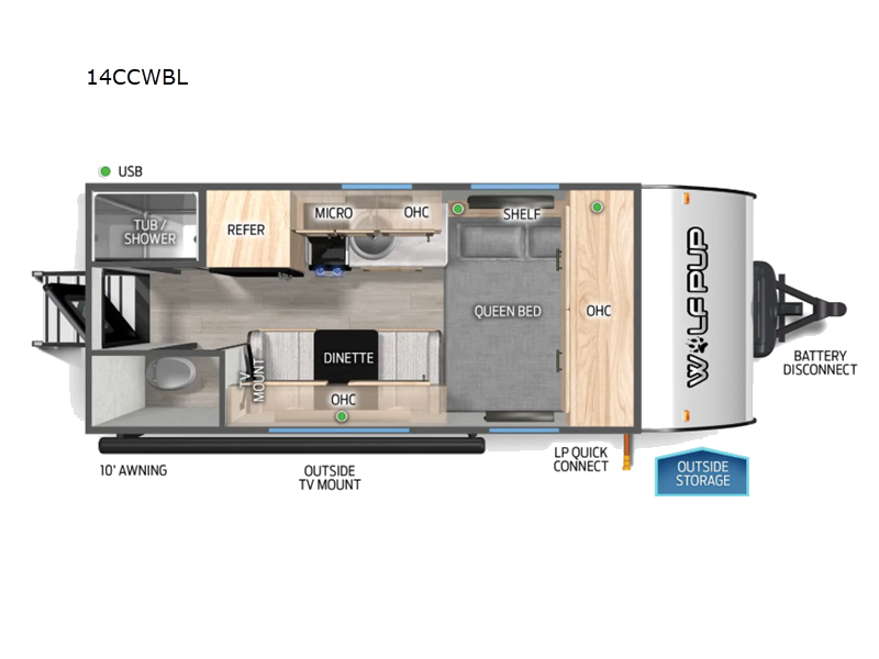 2027 Forest River Cherokee Wolf Pup Black Label 14CCWBLW - New Travel Trailer For Sale by RV Dynasty in Bunker Hill, Indiana