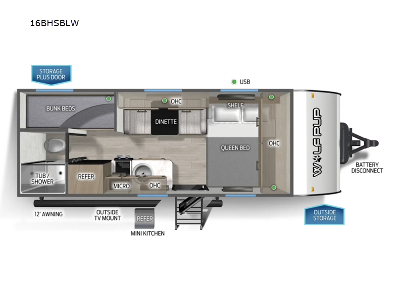 2027 Forest River Cherokee Wolf Pup Black Label 16BHSBLW - New Travel Trailer For Sale by RV Dynasty in Bunker Hill, Indiana