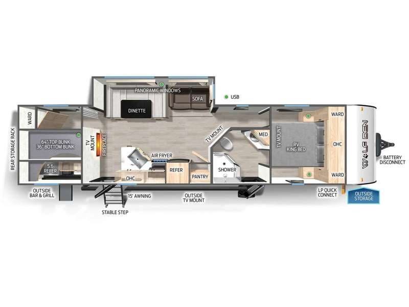 2027 Forest River Cherokee Wolf Den Black Label 294GEBGBL - New Travel Trailer For Sale by RV Dynasty in Bunker Hill, Indiana features Slideout