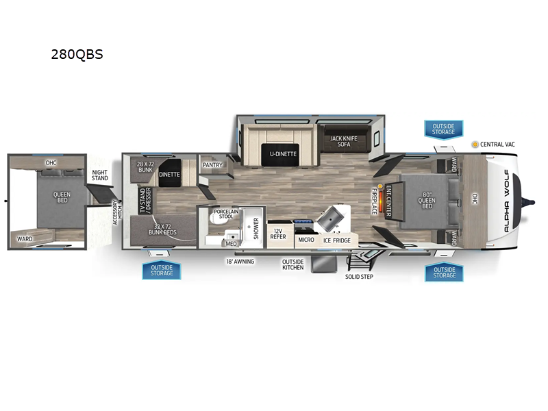 2026 Forest River Cherokee Alpha Wolf 280QBS-L - New Travel Trailer For Sale by RV Dynasty in Bunker Hill, Indiana features Slideout