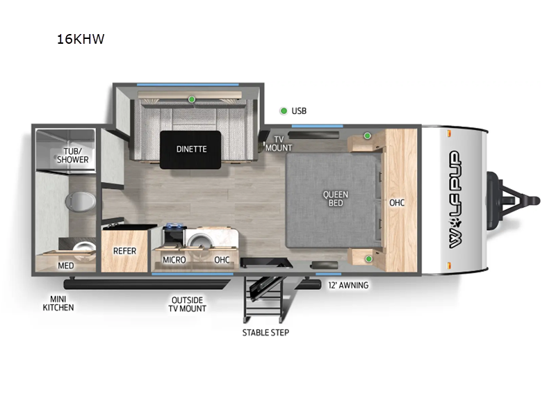2026 Forest River Cherokee Wolf Pup 16KHW - New Travel Trailer For Sale by RV Dynasty in Bunker Hill, Indiana features Slideout