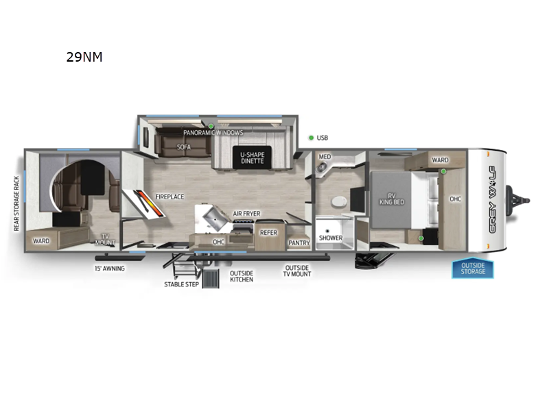 2027 Forest River Cherokee Grey Wolf 29NM - New Travel Trailer For Sale by RV Dynasty in Bunker Hill, Indiana features Slideout
