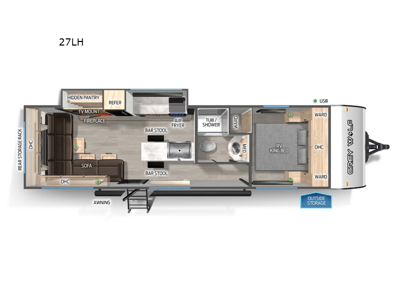 2027 Forest River Cherokee Grey Wolf 27LH - New Travel Trailer For Sale by RV Dynasty in Bunker Hill, Indiana features Slideout