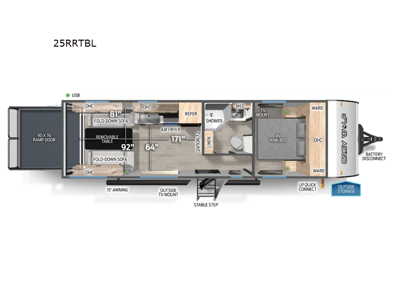2026 Forest River Cherokee Grey Wolf Black Label 25RRTBL - New Toy Hauler For Sale by RV Dynasty in Bunker Hill, Indiana