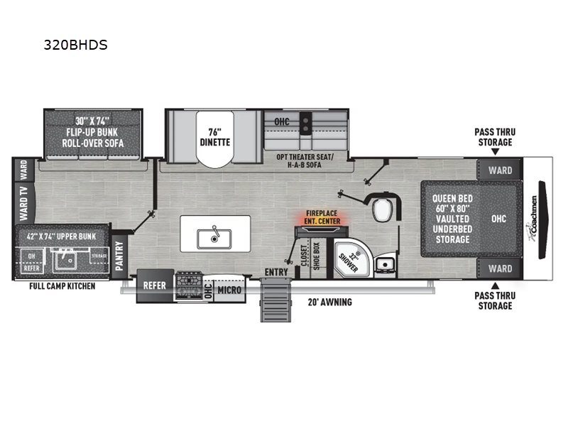 2027 Coachmen Freedom Express Ultra Lite 320BHDS - New Travel Trailer For Sale by RV Dynasty in Bunker Hill, Indiana features Slideout