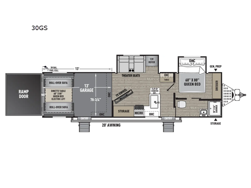 2027 Forest River Work and Play 30GS - New Toy Hauler For Sale by RV Dynasty in Bunker Hill, Indiana features Slideout