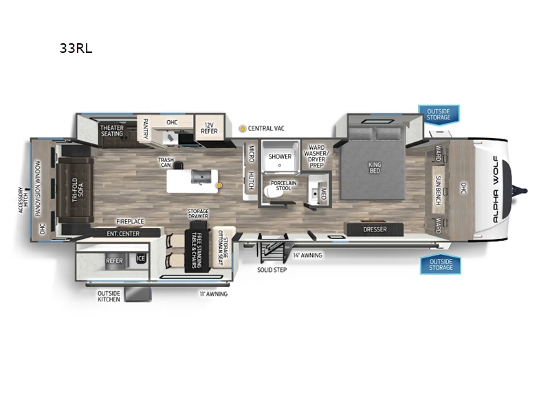 2026 Forest River Cherokee Alpha Wolf 33RL-L - New Travel Trailer For Sale by RV Dynasty in Bunker Hill, Indiana features Slideout