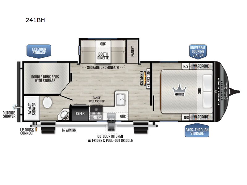 2027 East to West Della Terra 241BH - New Travel Trailer For Sale by RV Dynasty in Bunker Hill, Indiana features Slideout