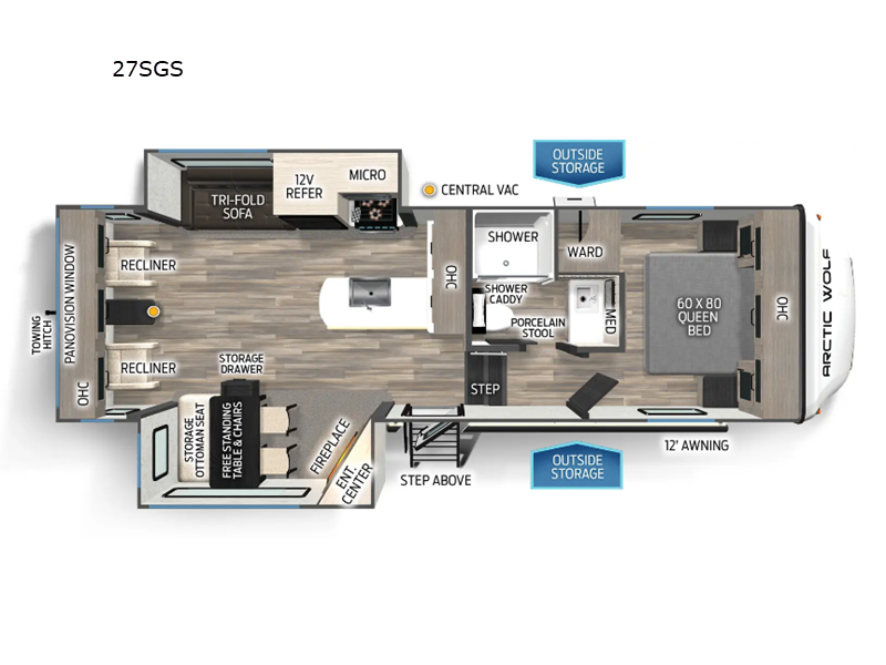 2026 Forest River Cherokee Arctic Wolf 27SGS - New Fifth Wheel For Sale by RV Dynasty in Bunker Hill, Indiana features Slideout