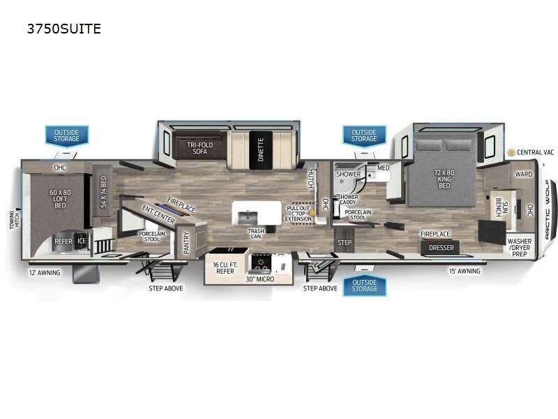 2026 Forest River Cherokee Arctic Wolf Suite 3750SUITE - New Fifth Wheel For Sale by RV Dynasty in Bunker Hill, Indiana features Slideout