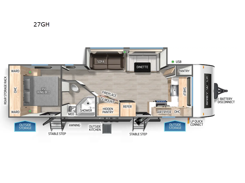 2027 Forest River Cherokee Grey Wolf 27GH - New Travel Trailer For Sale by RV Dynasty in Bunker Hill, Indiana features Slideout