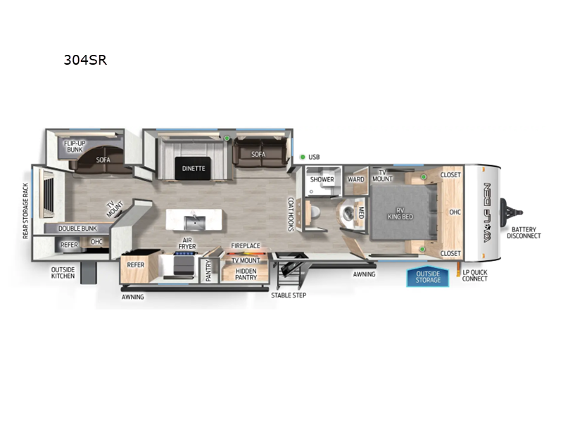 2026 Forest River Cherokee Wolf Den 304SR - New Travel Trailer For Sale by RV Dynasty in Bunker Hill, Indiana features Slideout