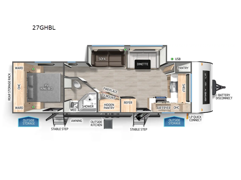 2026 Forest River Cherokee Grey Wolf Black Label 27GHBL - New Travel Trailer For Sale by RV Dynasty in Bunker Hill, Indiana features Slideout