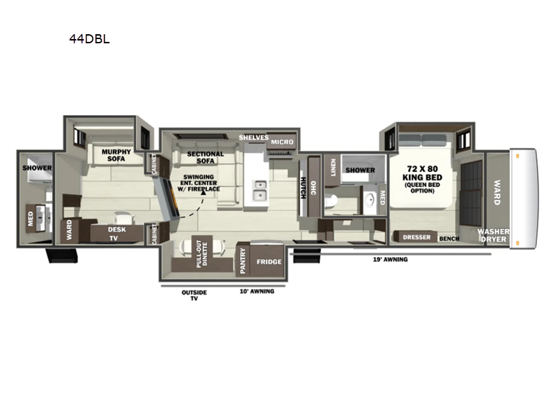 2027 Forest River RiverStone 44DBL - New Fifth Wheel For Sale by RV Dynasty in Bunker Hill, Indiana features Slideout