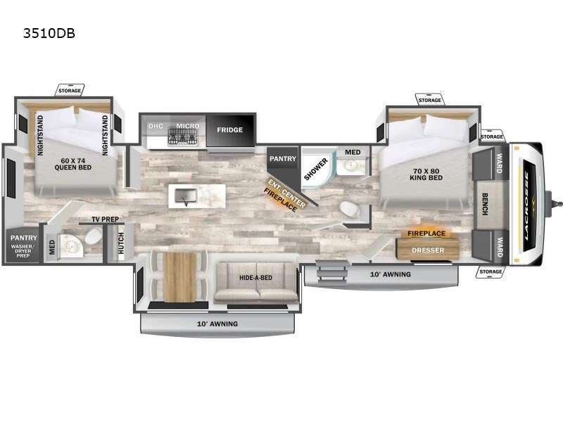 2025 Prime Time LaCrosse 3510DB - New Travel Trailer For Sale by RV Dynasty in Bunker Hill, Indiana features Slideout