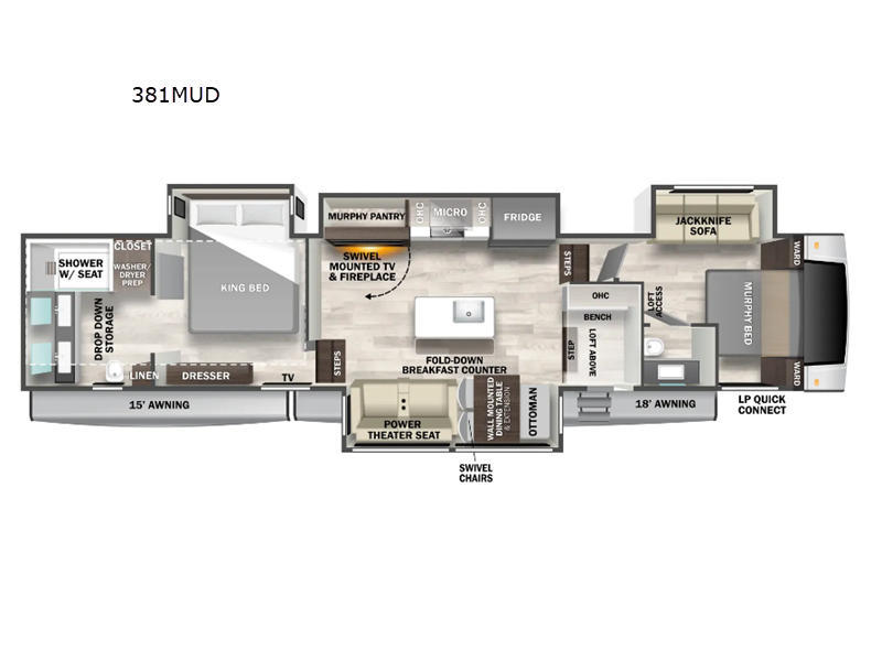 2025 Forest River Cedar Creek 381MUD - New Fifth Wheel For Sale by RV Dynasty in Bunker Hill, Indiana features Slideout