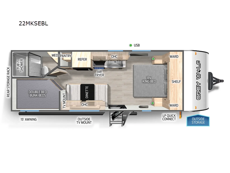 2027 Forest River Cherokee Grey Wolf Black Label 22MKSEBL - New Travel Trailer For Sale by RV Dynasty in Bunker Hill, Indiana