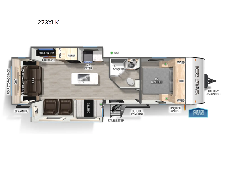 2027 Forest River Cherokee Wolf Den 273XLK - New Travel Trailer For Sale by RV Dynasty in Bunker Hill, Indiana features Slideout