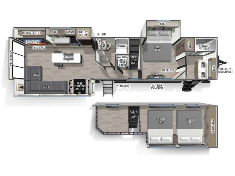 2027 Forest River Cherokee Timberwolf Black Label 39JMBL - New Destination Trailer For Sale by RV Dynasty in Bunker Hill, Indiana features Slideout