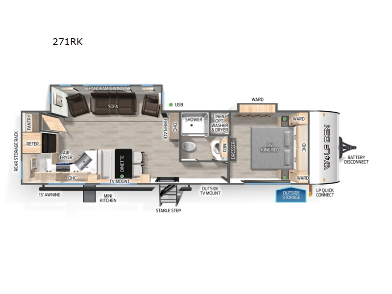2027 Forest River Cherokee Wolf Den 271RK - New Travel Trailer For Sale by RV Dynasty in Bunker Hill, Indiana features Slideout
