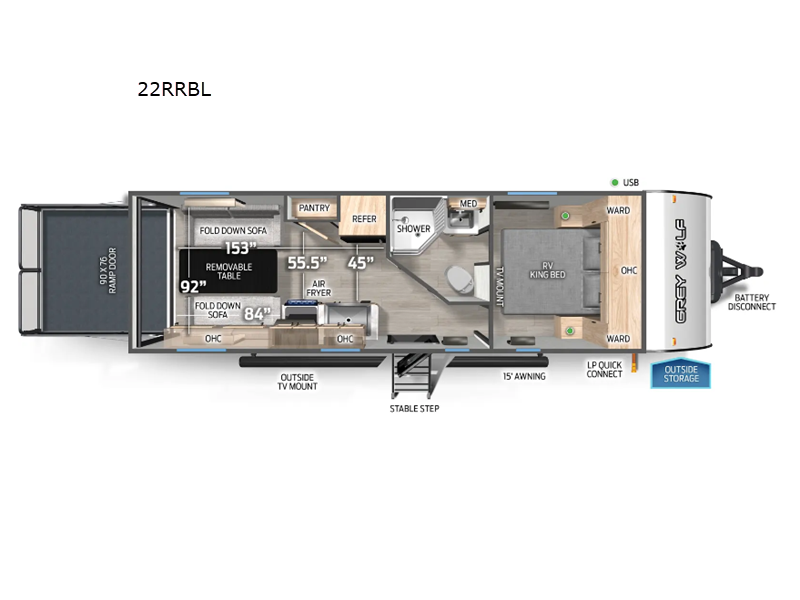2026 Forest River Cherokee Grey Wolf Black Label 22RRBL - New Toy Hauler For Sale by RV Dynasty in Bunker Hill, Indiana