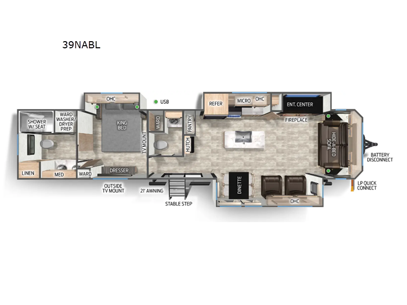 2026 Forest River Cherokee Timberwolf Black Label 39NABL - New Destination Trailer For Sale by RV Dynasty in Bunker Hill, Indiana features Slideout